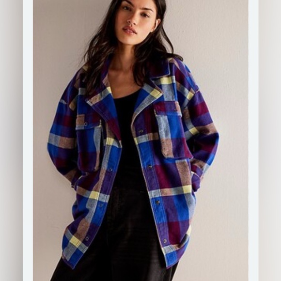 NWOT We the Free Izzie Plaid Cargo Shirt - Picture 1 of 3